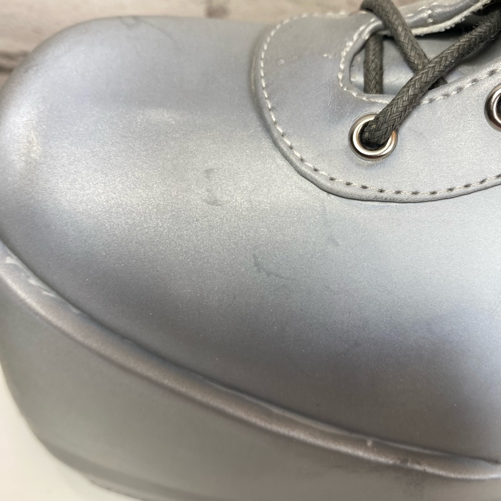 Ellie Silver Buckle Platform Boots Club Kid Boots Goth Boots size 12 - Picture 7 of 9